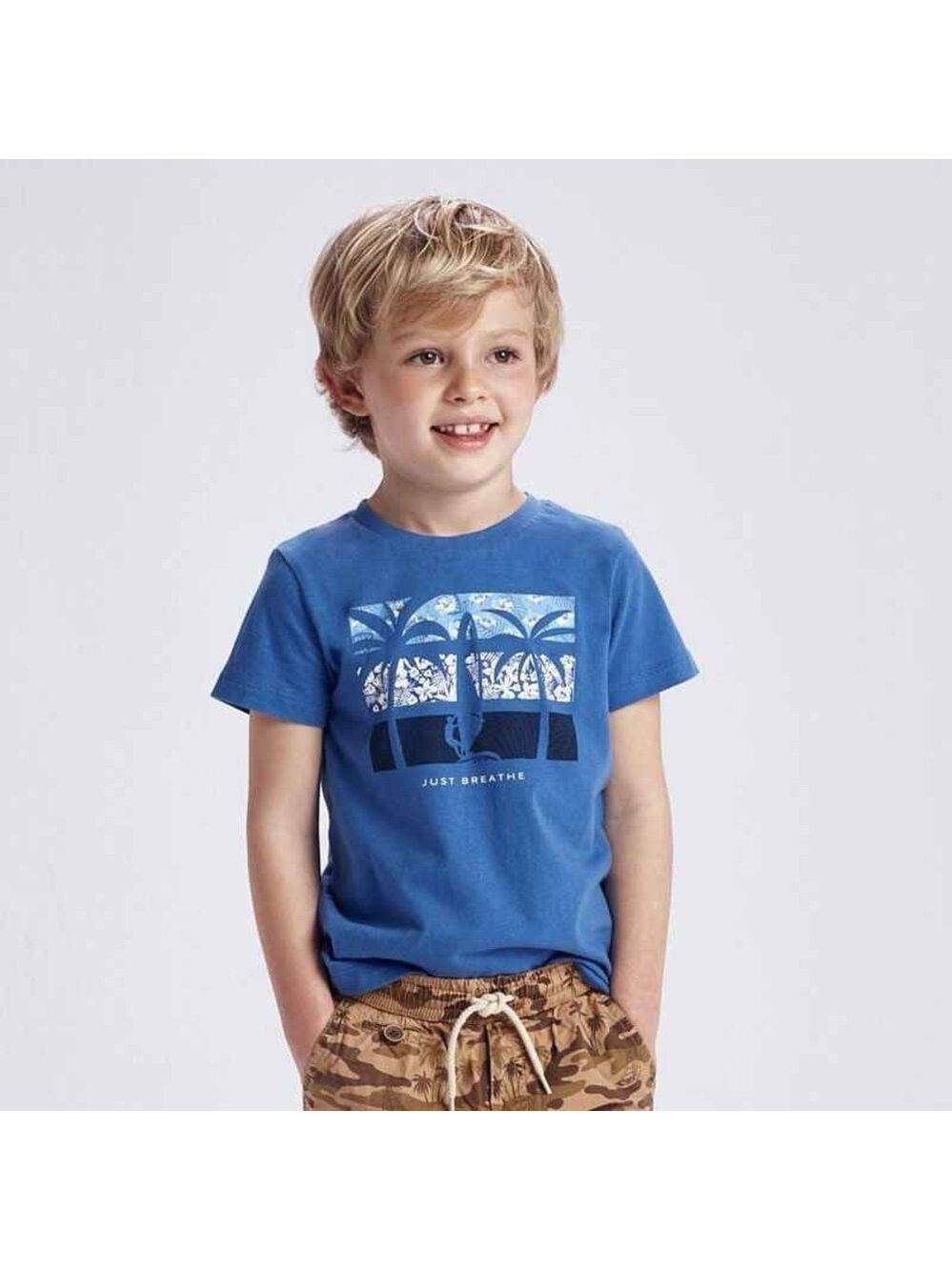 Size 5  Boys Mayoral Blue 'Just Breathe' Kids Tee